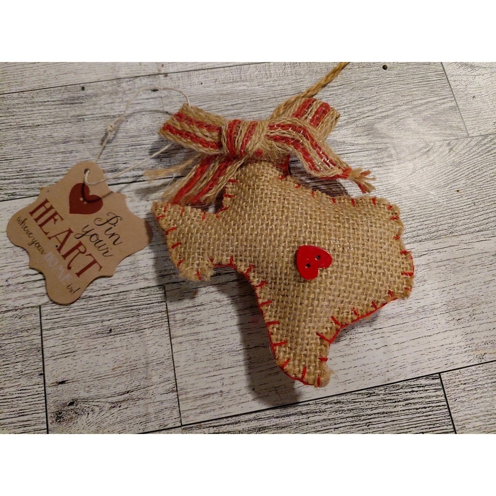 home decor collectible Mud Pie Texas burlap‎ ornament Handmade Rustic Farmhouse